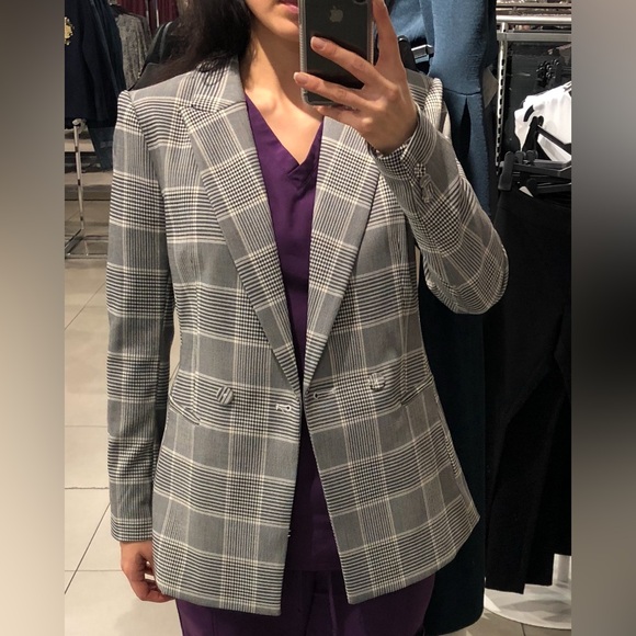 Double Bre asted Checkered Blazer Size 4 - Picture 6 of 8